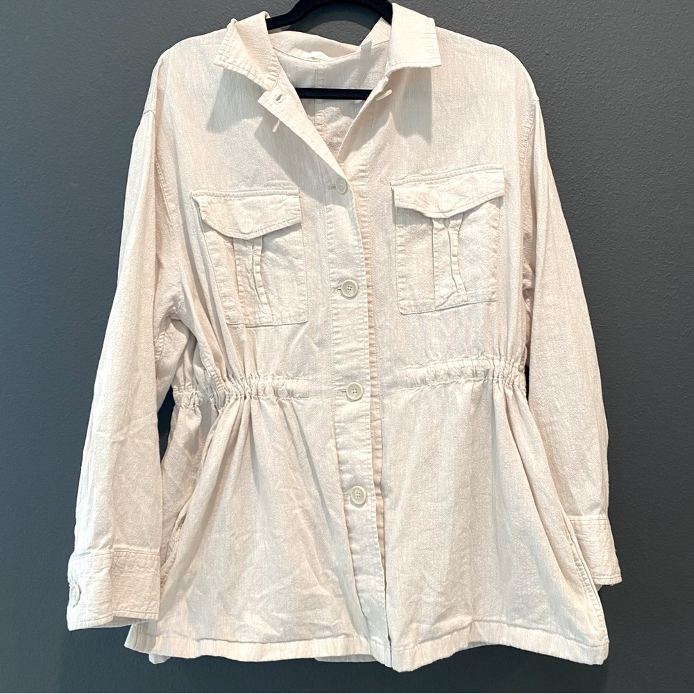 UNIQLO Jacket Shacket size XL cream beige linen cotton UNISEX